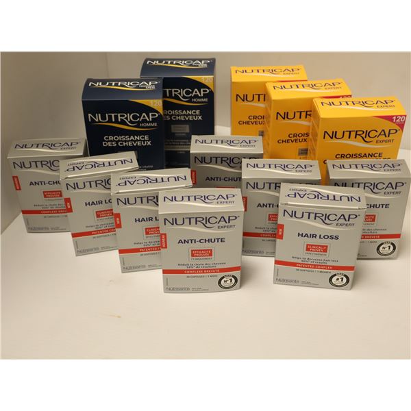 LOT: 13 BTES DE PRODUITS POUR LA CROISSANCE DES CHEVEUX  "NUTRICAP" ASST