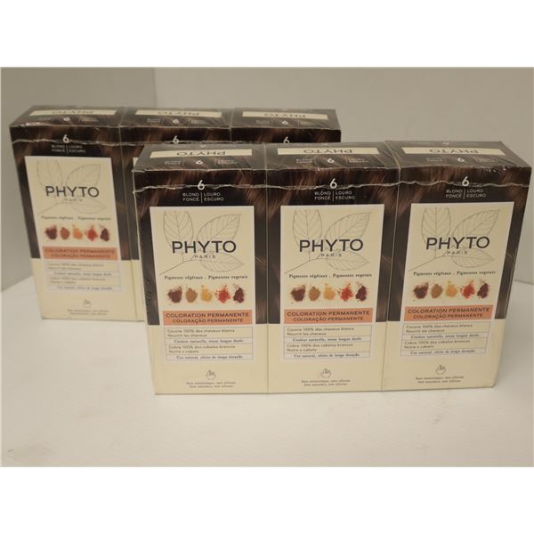 LOT: 6 BTES COLORATION PERMANENTE DES CHEVEUX PARIS PHYTO BOLND FONCE 6
