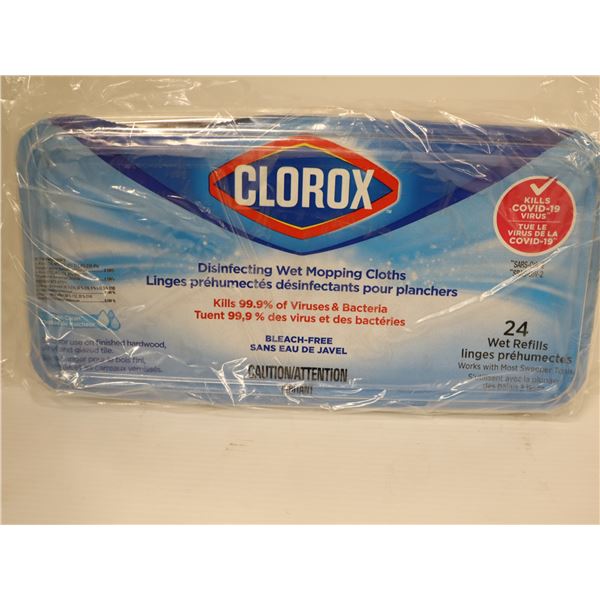LOT: 5 PQTS DE 24 LINGES PRÉHUMECTÉS DÉSINFECTANTS POUR PLANCHERS CLOROX