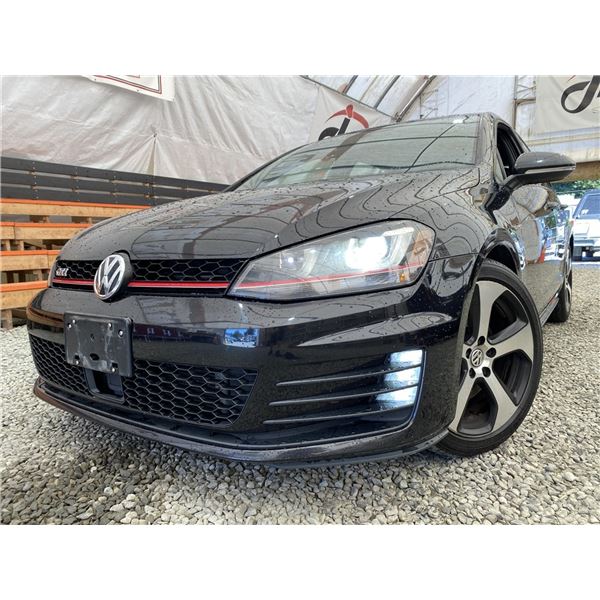 2015 VW GTI, BLACK, 165525 KMS, FRONT WHEEL DRIVE. REPO UNIT. - J045293