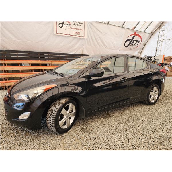 2011 HYUNDAI ELANTRA, BLACK, 86510 KMS, FRONT WHEEL DRIVE. - D003974