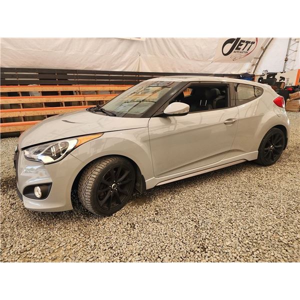 2013 HYUNDAI VELOSTER, GREY, 128951 KMS, FRONT WHEEL DRIVE. - D159253