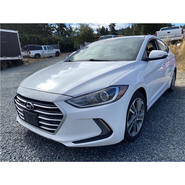 2017 HYUNDAI ELANTRA, WHITE, 206111 KMS, FRONT WHEEL DRIVE. - J252784 "BANK REPO"