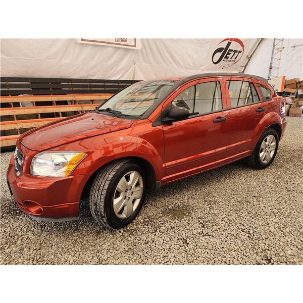 2008 DODGE CALIBER, ORANGE, 133042 KMS, FRONT WHEEL DRIVE. - J702038