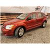 Image 1 : 2008 DODGE CALIBER, ORANGE, 133042 KMS, FRONT WHEEL DRIVE. - J702038