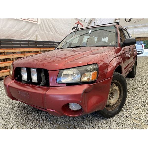 2003 SUBARU FORESTER, RED, 273023 KMS, ALL WHEEL DRIVE. - B765153