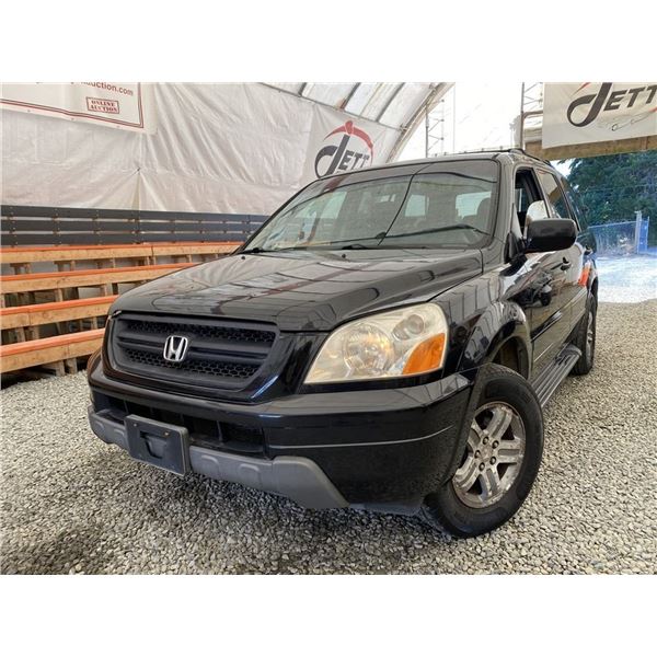 2003 HONDA PILOT, BLACK, 387318 KMS, FOUR WHEEL DRIVE. - B000770