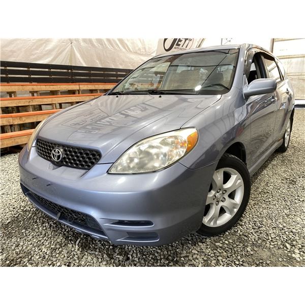 2003 TOYOTA MATRIX, BLUE, 52821 KMS, FRONT WHEEL DRIVE. - B712387