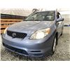 Image 2 : 2003 TOYOTA MATRIX, BLUE, 52821 KMS, FRONT WHEEL DRIVE. - B712387