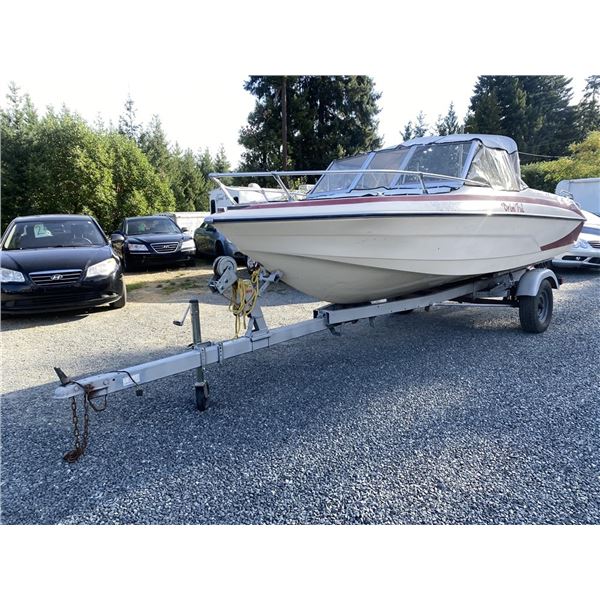 17 FOOT GLASTRON BOAT, SSV-177 [SUPER STABLE VEE].  WITH HOLSCLAW T WHITE/RED. - P707129