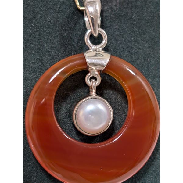 $300  Si(7.11G),Agate+Pearl Pendant