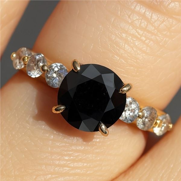 $2870  10K(1.78G),Blackdiamond(1.5Ct)+Dia(0.50Ct) Ring