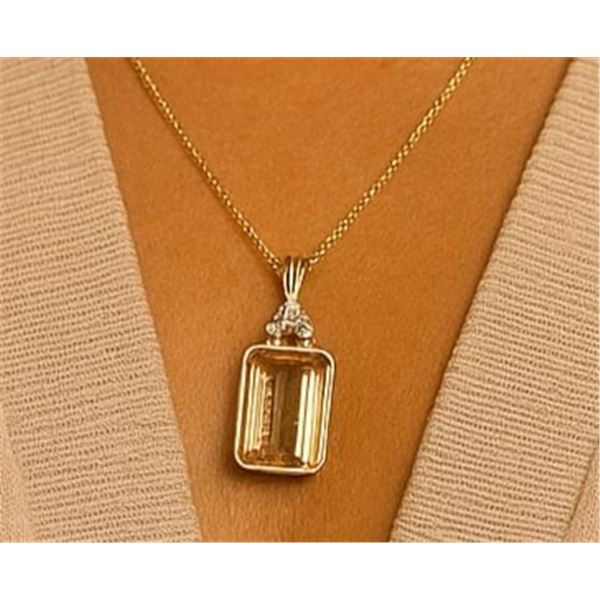 $1600  14K(1.31G),Tourmaline(3.65Ct)+Dia(0.03Ct) Pendant