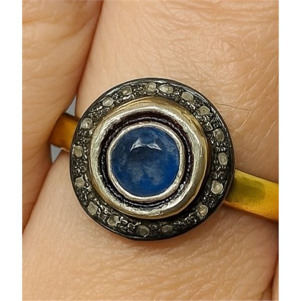 $440  Si(6.85G),Diamond(0.25Ct)+Sapphire(0.55Ct) Ring