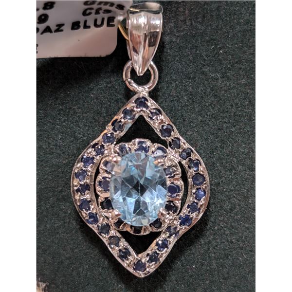 $260  Si(3.8G),Bluetopaz+Sapphire(2.9Ct) Pendant