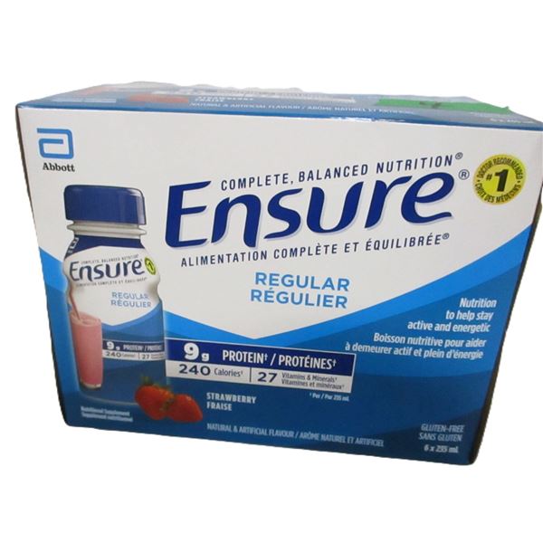 NEW:  ENSURE REGULAR STRAWBERRY FLAVOR (4 BOTTLES) - BUNDLE