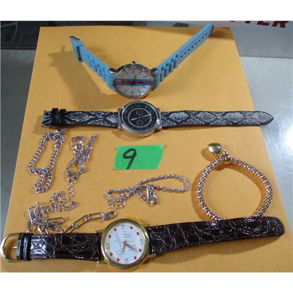 TRAY C/W WATCHES & JEWELRY