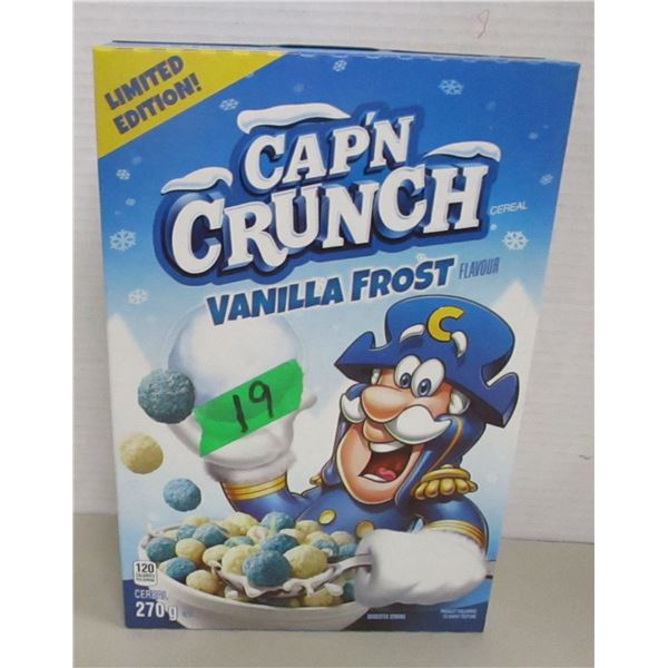 FREIGHT DAMAGE (AS IS):  CAPTAIN CRUNCH VANILLA FROST FLAVOR CEREAL (270G) - BOX