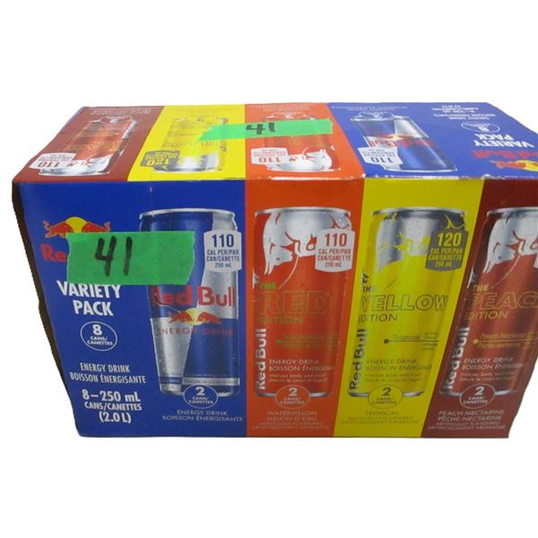 FREIGHT DAMAGE (AS IS):  RED BULL VARIETY PACK (8 CANS) - BOX