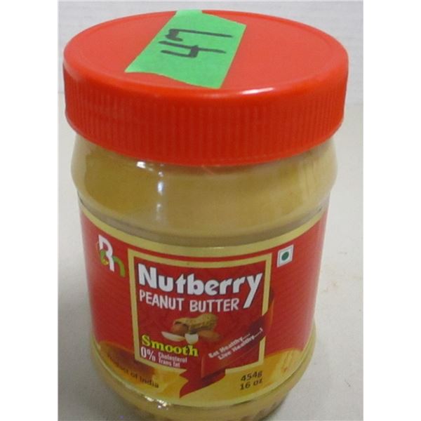 FREIGHT DAMAGE (AS IS):  NUTBERRY PEANUT BUTTER (NO ADDED SUGAR) (454G) - JAR