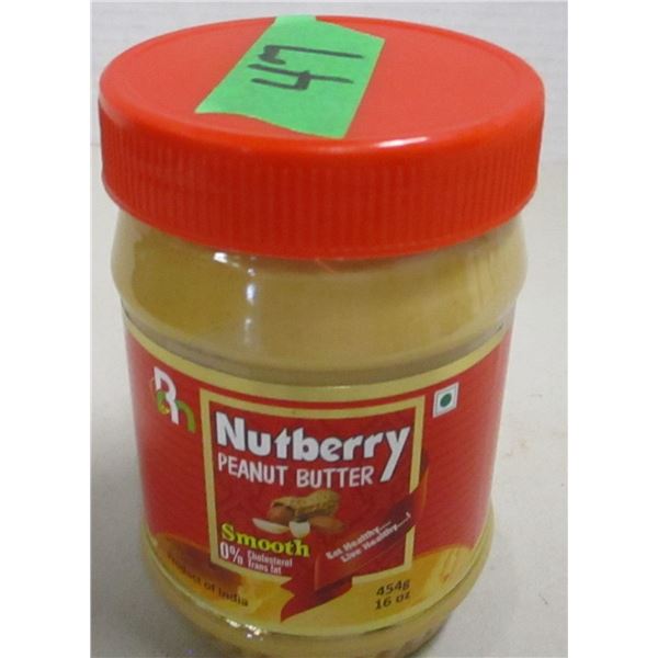 FREIGHT DAMAGE (AS IS):  NUTBERRY PEANUT BUTTER (NO ADDED SUGAR) (454G) - JAR