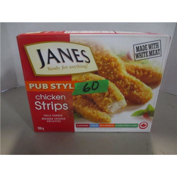 FROZEN:  JANE'S FULLY COOKED CHICKEN STRIPS (700G) - BOX