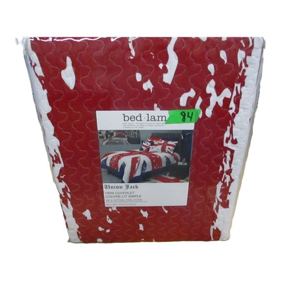 FREIGHT DAMAGE (AS IS):  UNION JACK BED COVER (TWIN SIZE)