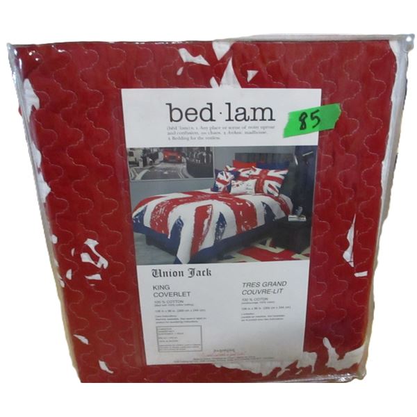 FREIGHT DAMAGE (AS IS):  UNION JACK BED COVER (KING SIZE)