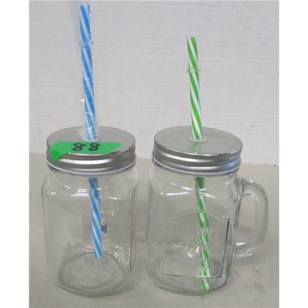 FREIGHT DAMAGE (AS IS):  2 MUG STYLE DRINKING GLASSES