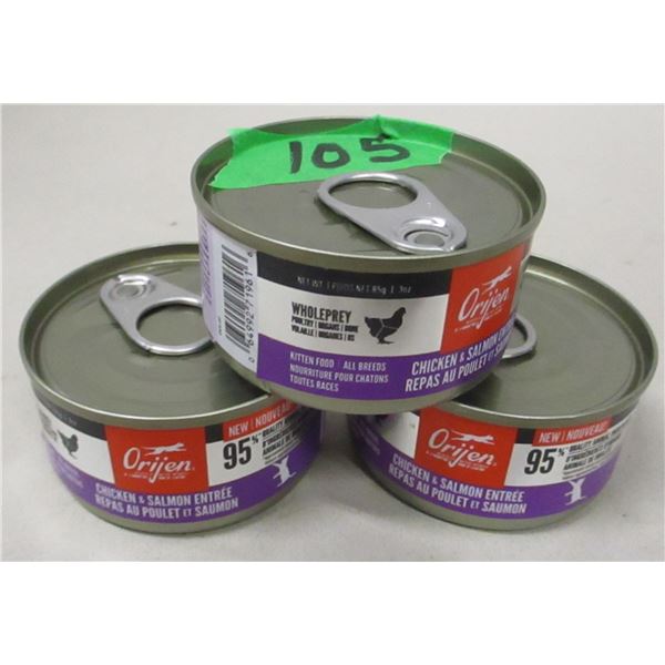 NEW:  ORIJEN CHICKEN & SALMON CAT FOOD (3 CANS)