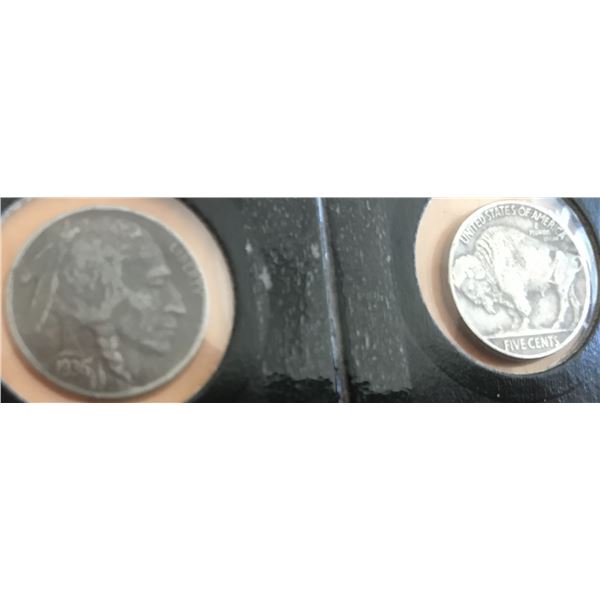 1936 INDIAN HEAD & 1937 BUFFALO SET USA NICKELS