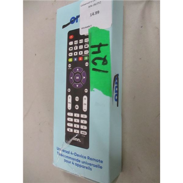 SHELF PULLS (AS IS):  4 DEVICE UNIVERSAL REMOTE