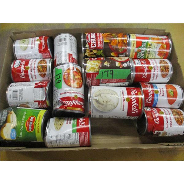 FREIGHT DAMAGE (AS IS):  FLAT C/W 12 ASST CANS OF SOUP