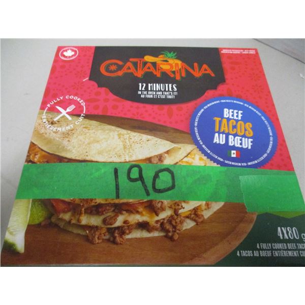 FROZEN:  CATARINA BEEF TACOS (4 X 80G) - BOX