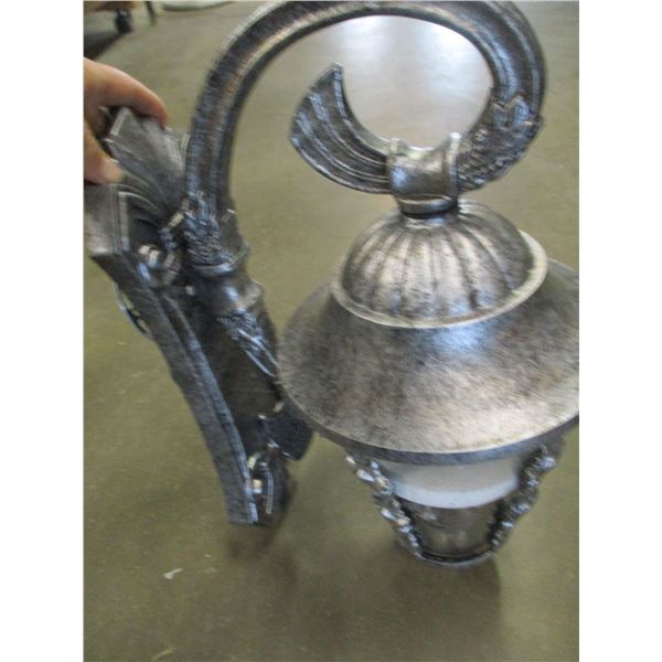 NEW/ESTATE:  GREY COLOR METAL OUTDOOR LAMP