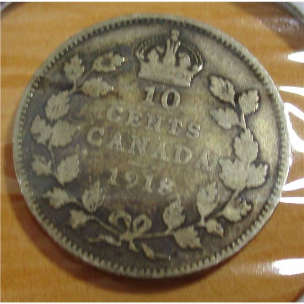 1918 CANADA KING GEORGE V SILVER DIME