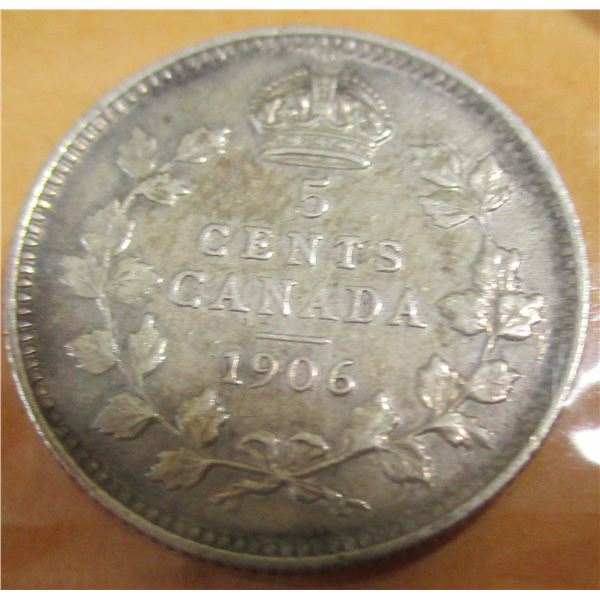 1906 VF KING EDWARD VII SILVER FIVE CENT