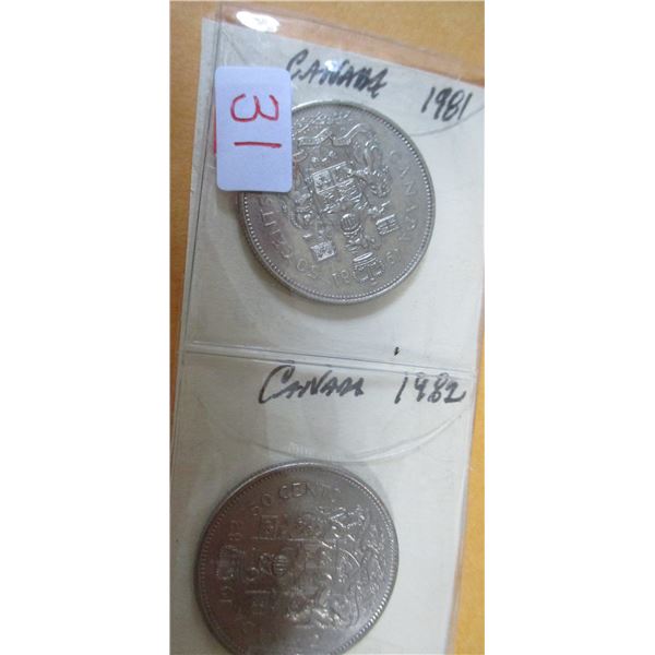 1981 - 1982 BU CANADA HALF DOLLARS
