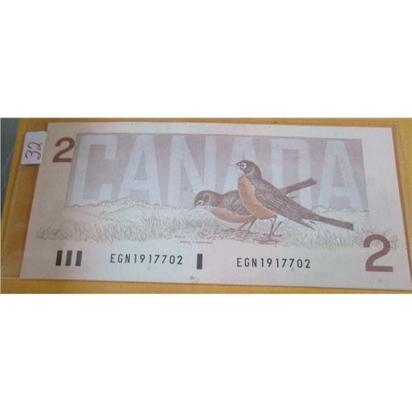 1986 CANADA BIRD SERIES LAST $2 BILL