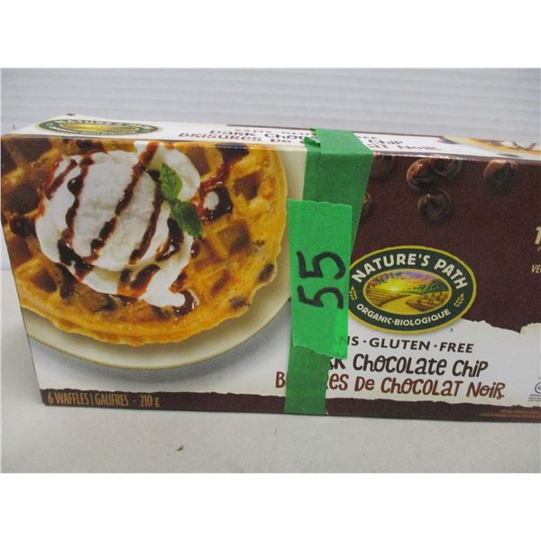 FROZEN:  DARK CHOCOLATE CHIP WAFFLES (210G) - BOX