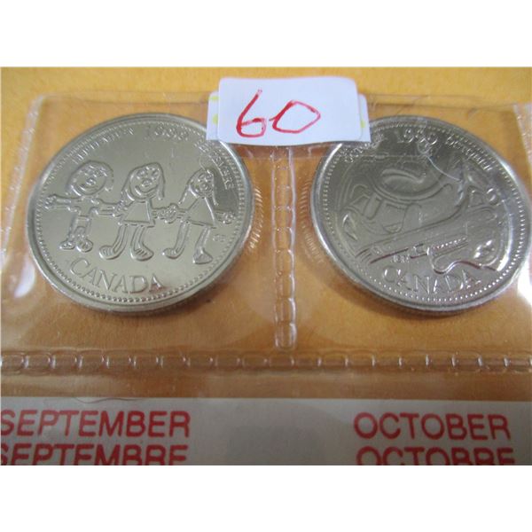 1999 MILLENIUM CH/BU SEPTEMBER/OCTOBER CANADA QUARTER SET