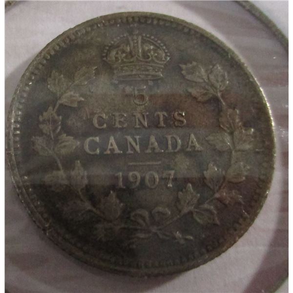 1907 VF KING EDWARD VII CANADA SILVER FIVE CENT