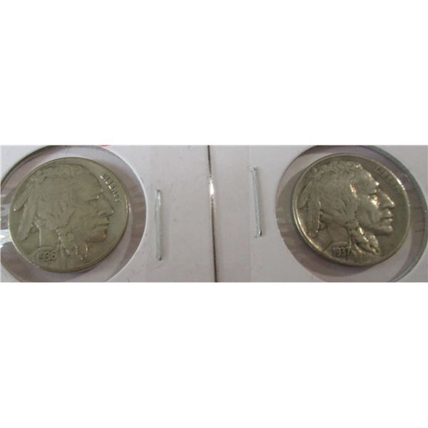 1936 - 1937 USA INDIAN HEAD NICKELS