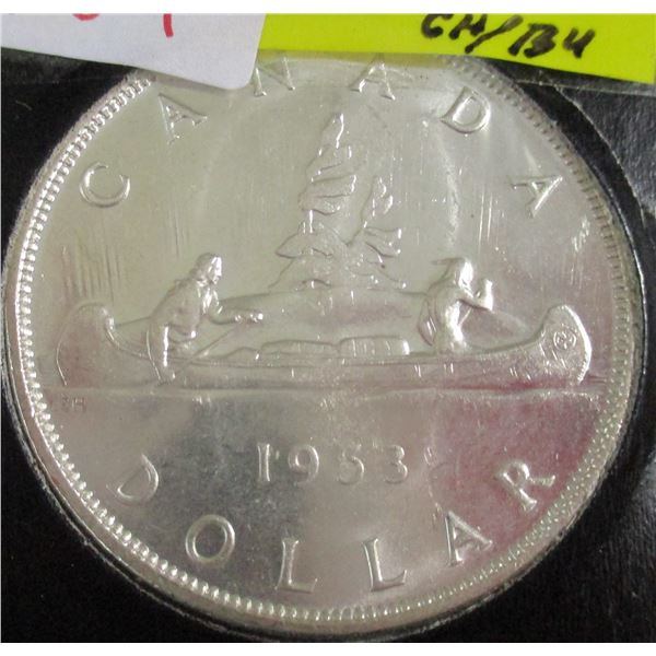 1953 CH/BU GEM (SHORT WATERLINE) CANADA SILVER DOLLAR