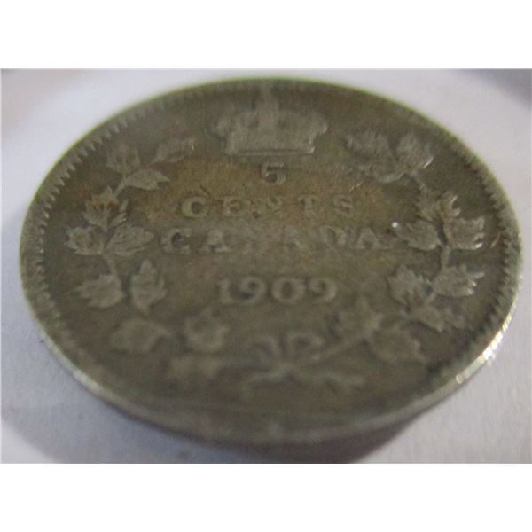 1909 CANADA KING EDWARD VII SILVER FIVE CENT