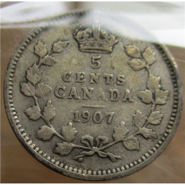 1907 CANADA KING EDWARD VII SILVER FIVE CENT