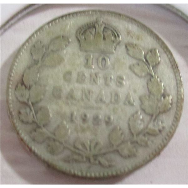 1929 CANADA KING GEORGE V SILVER DIME