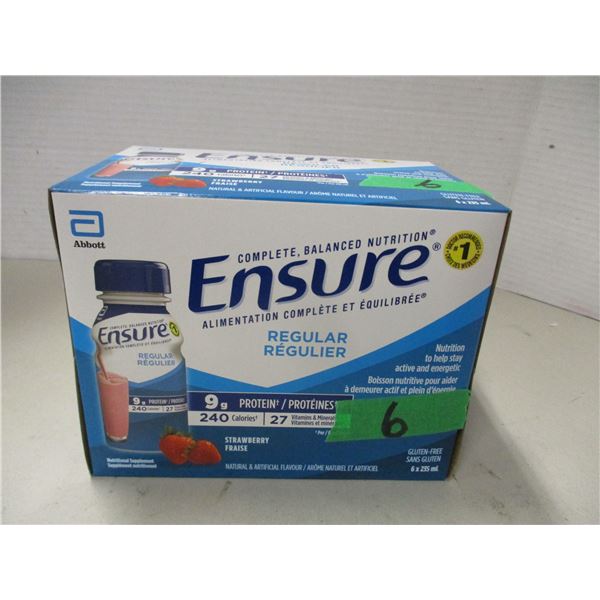 NEW:  ENSURE REGULAR STRAWBERRY FLAVOR (6 BOTTLES X 235 ML) - BUNDLE