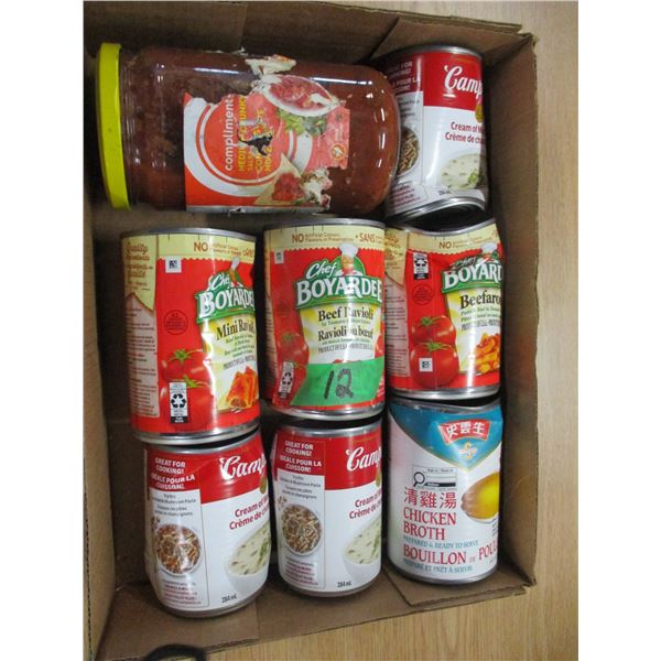 FREIGHT DAMAGE (AS IS):  FLAT C/W SOUP, BROTH, CHEF BOYARDEE, PASTA SAUCE, ETC