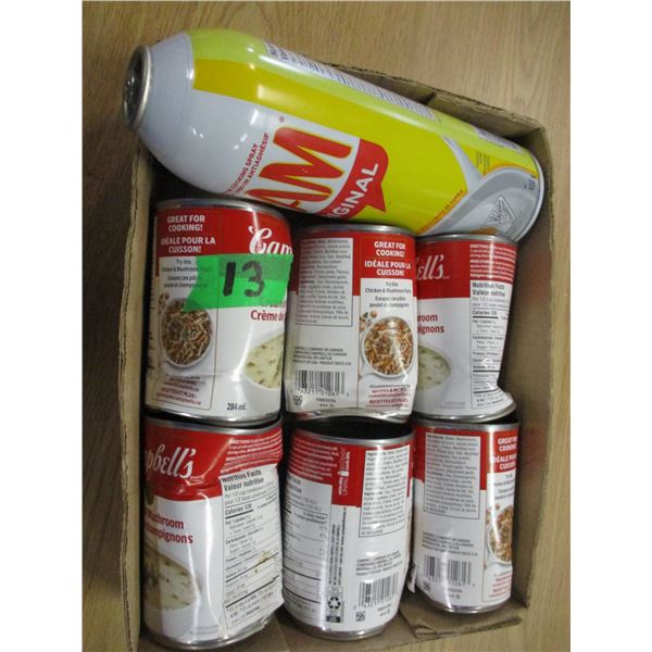 FREIGHT DAMAGE (AS IS):  FLAT C/W SOUP & PAM SPRAY (7 CANS)